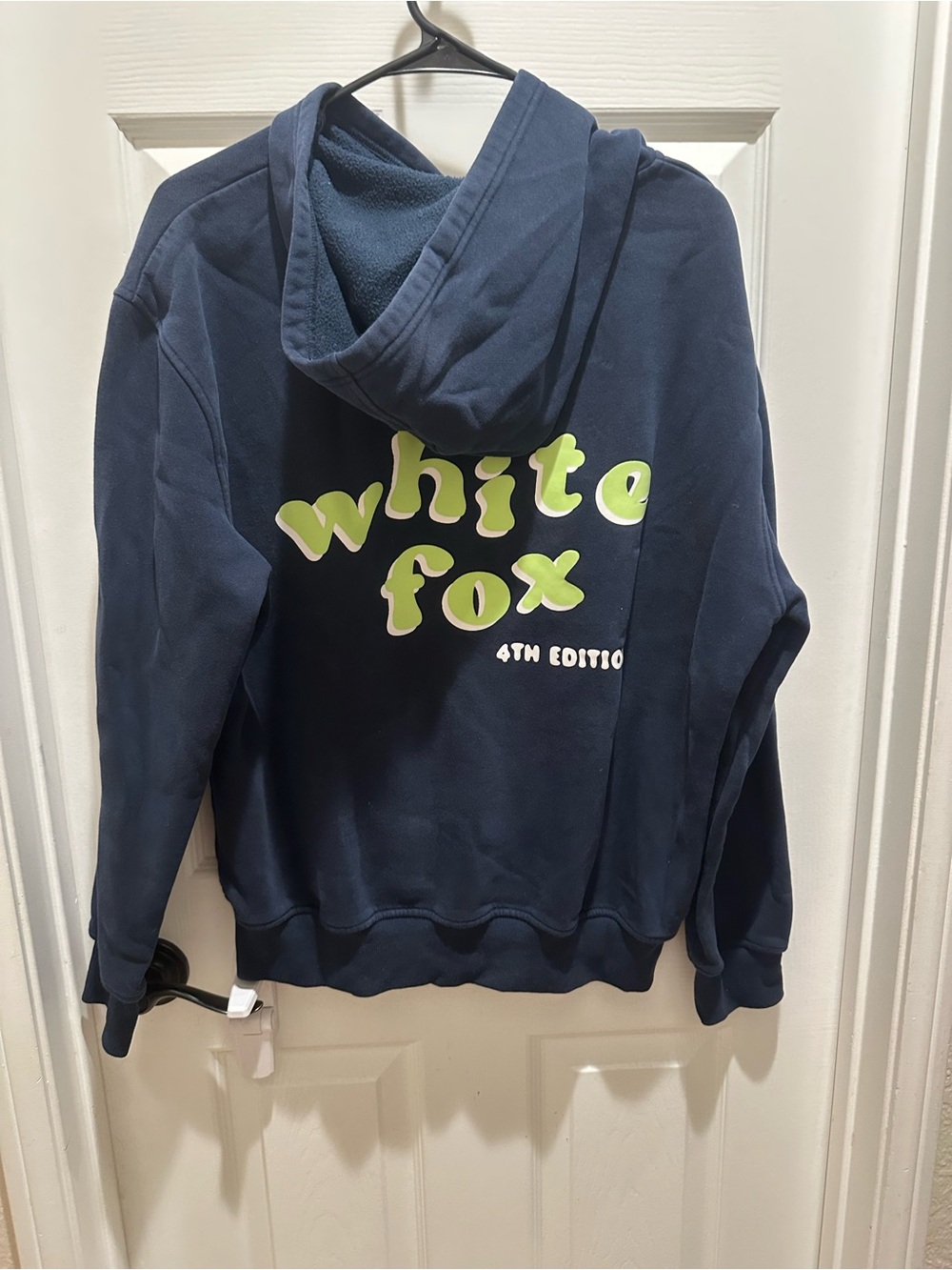White Fox Boutique Navy Hoodie with Lime Green Logo